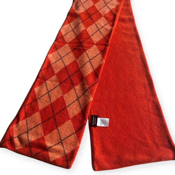 Saks 5th Ave Argyle Scarf 70% Merino Wool 30% Cashmere Made in Italy 9.5' X 67" - Picture 4 of 7